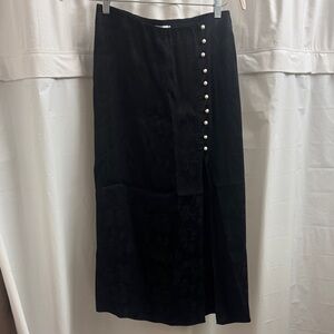 Wilfred Baroque Black Midi Skirt with Pearl Buttons & Slit – Size M
